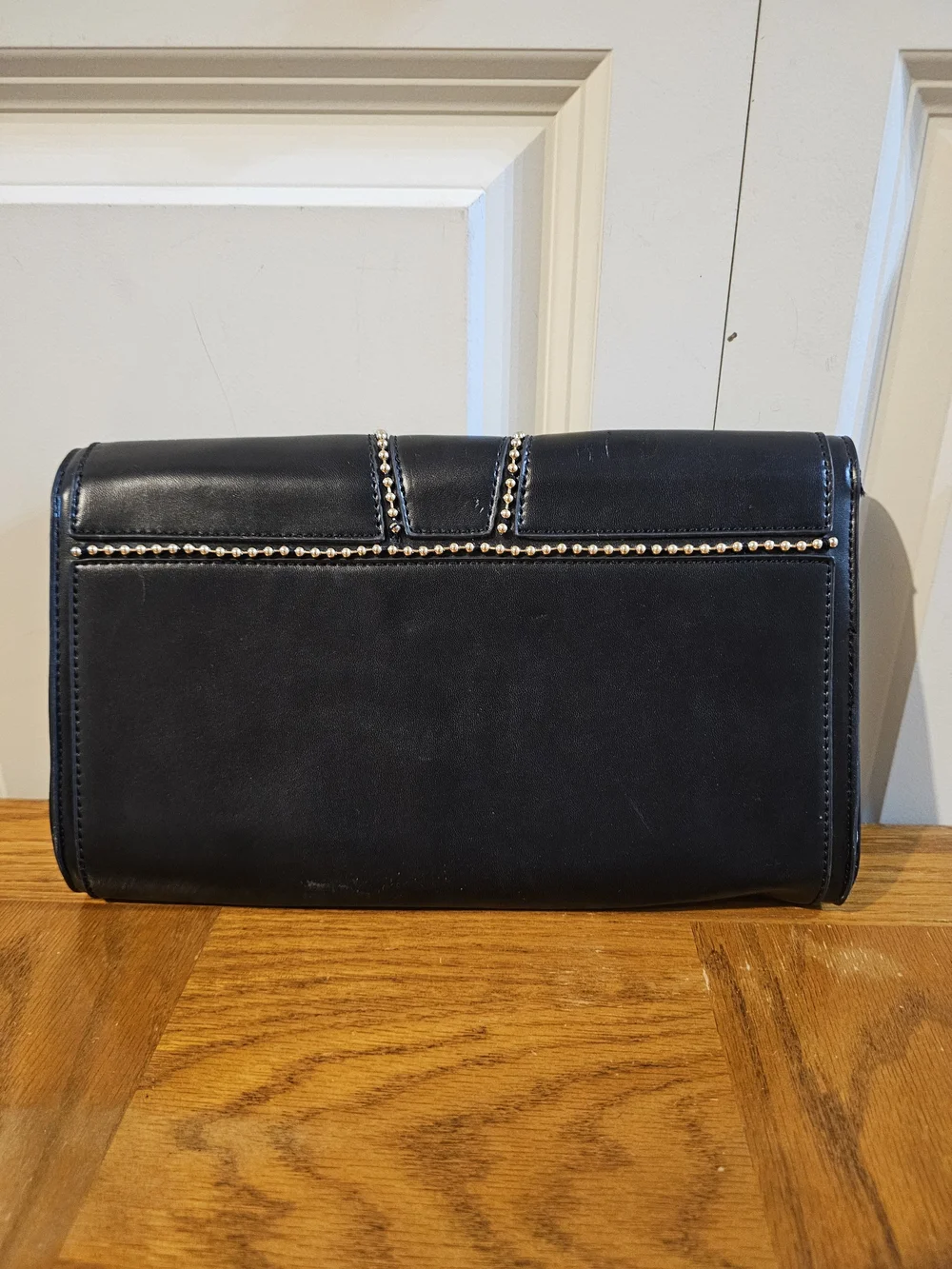 Studded Geometric Black Clutch - Nila Anthony